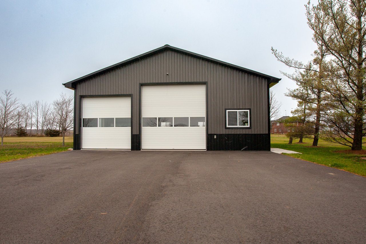Garage barn with two garage doors